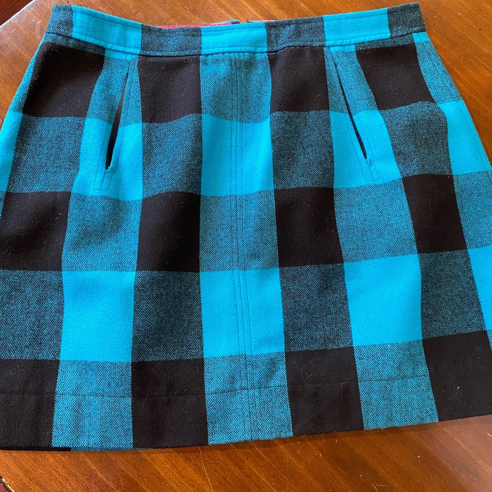 Banana Republic Buffalo Check Wool Mini Skirt; size 14